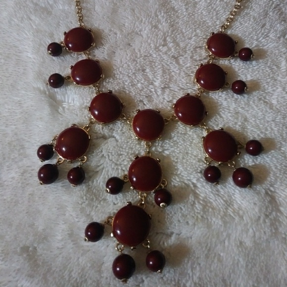 Gorgeous Gold and Burgundy Bubble Necklace❤ - Picture 2 of 4